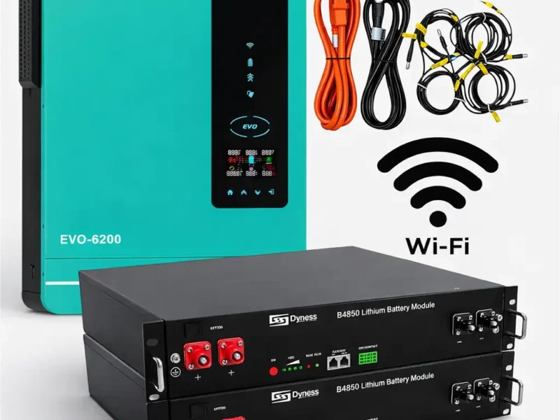 6.2 кВт + 4.8 кВт Комплект резервного живлення, Гібридний інвертор Anern + 2 шт. акумулятори Dyness B4850 і кабелі, ДБЖ для дому