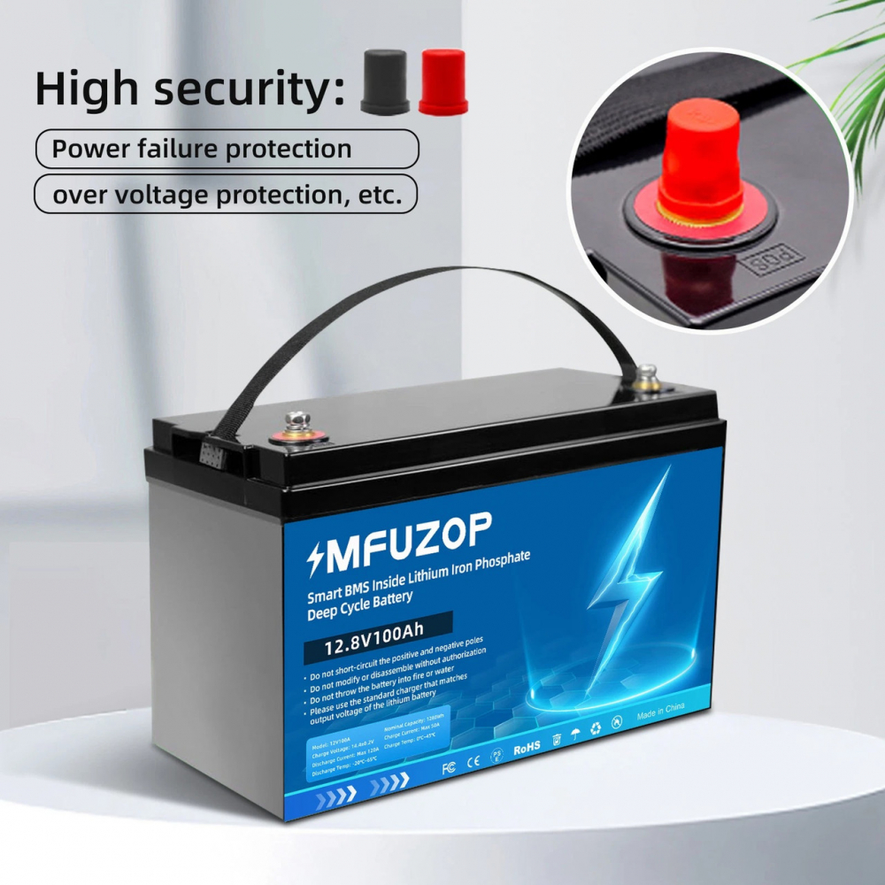 LiFePO4 12V 100Ah Акумулятор MFUZOP 1280Wh, 100A, BMS - Зображення 5
