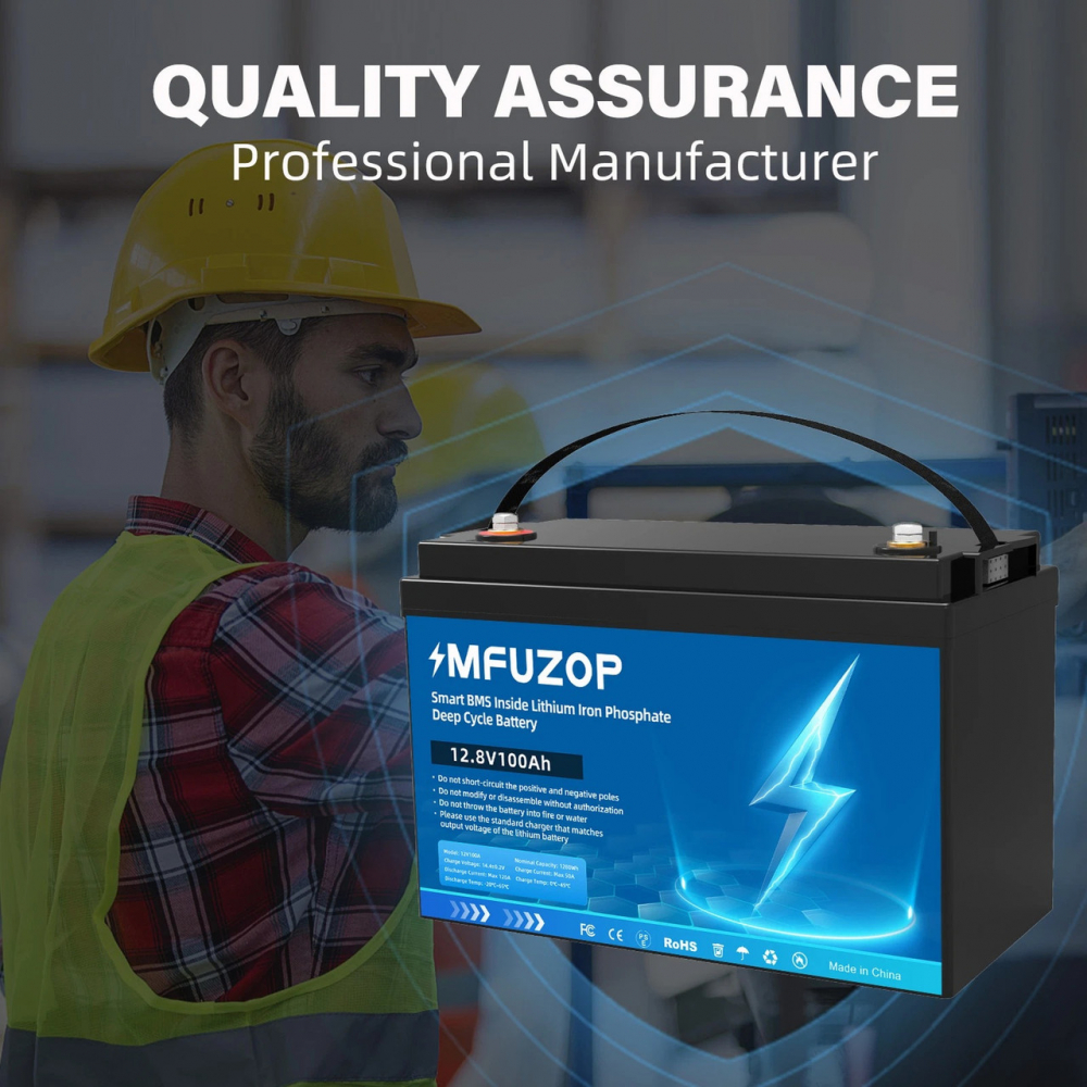 LiFePO4 12V 100Ah Акумулятор MFUZOP 1280Wh, 100A, BMS - Зображення 2