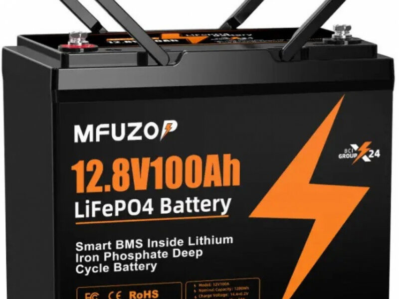 LiFePO4 12V 100Ah Акумулятор Mfuzop 1280Wh, 100A, BMS для ДБЖ з складними ручками