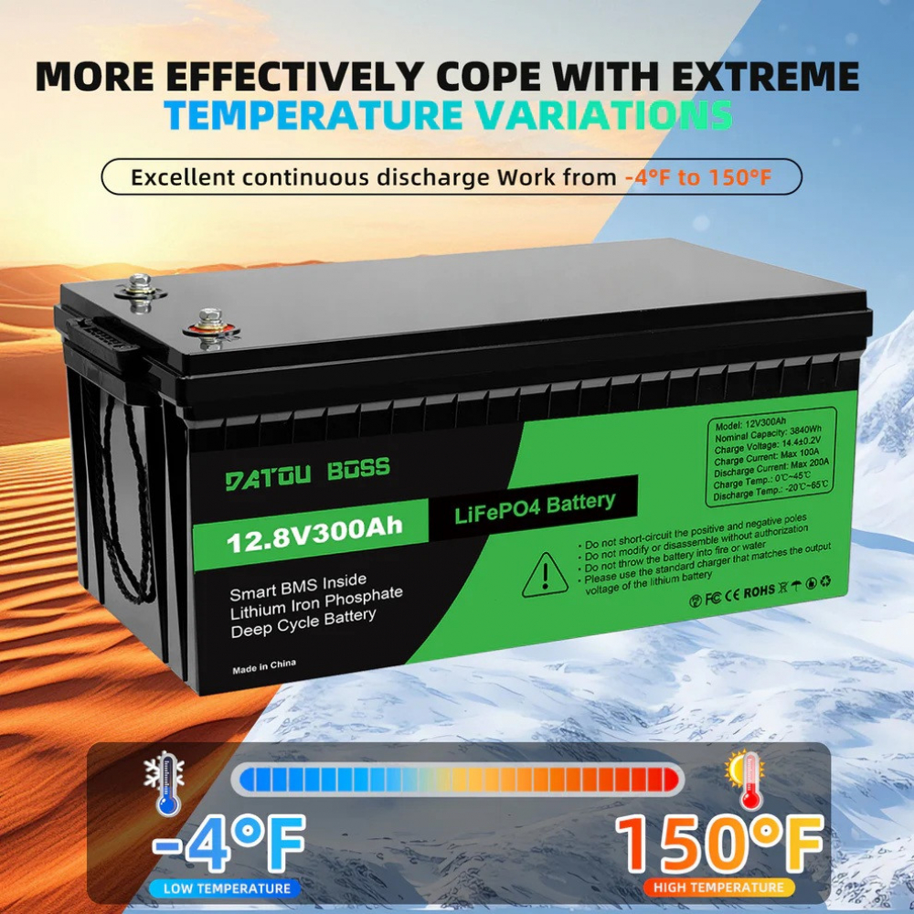 LiFePO4 12V/300AH Акумулятор Datouboss (3840W*h) для систем резервного живлення (UPS) будинку - Зображення 6